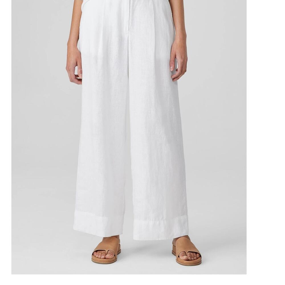 WILDFOX L Wide Leg Pants Linen Trouser 31" Inseam White